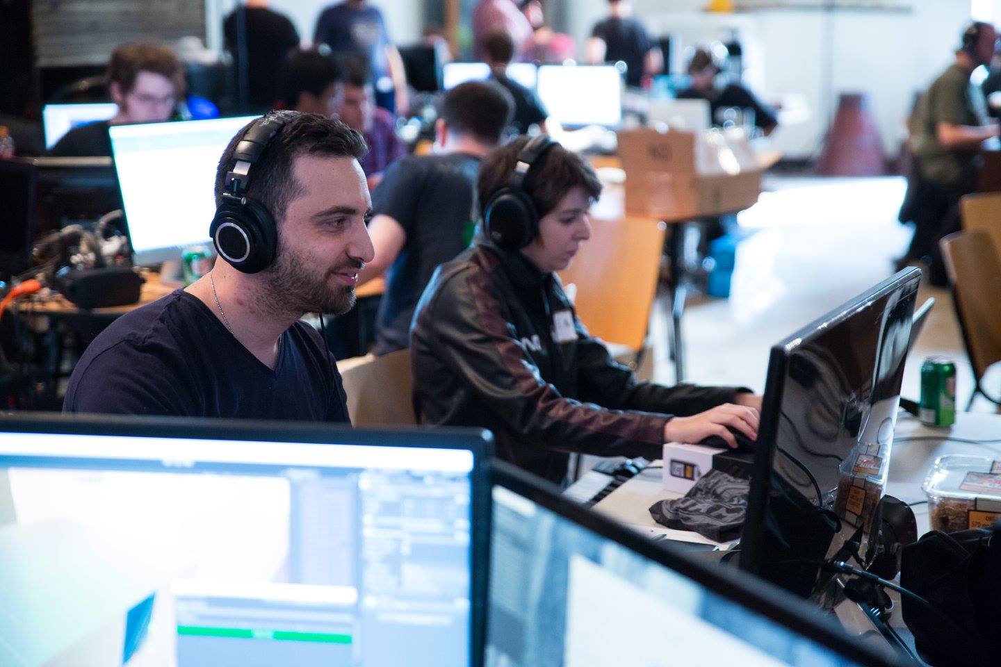 Daniel and Emily working at the original VR game jam.